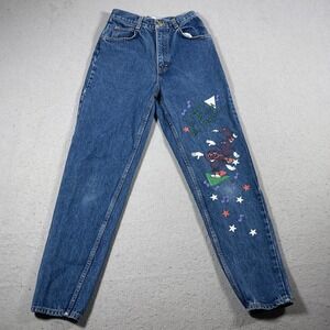 Vintage Quips Jeans Women 5/6 80s High Rise Tapered Leg California Raisins Print